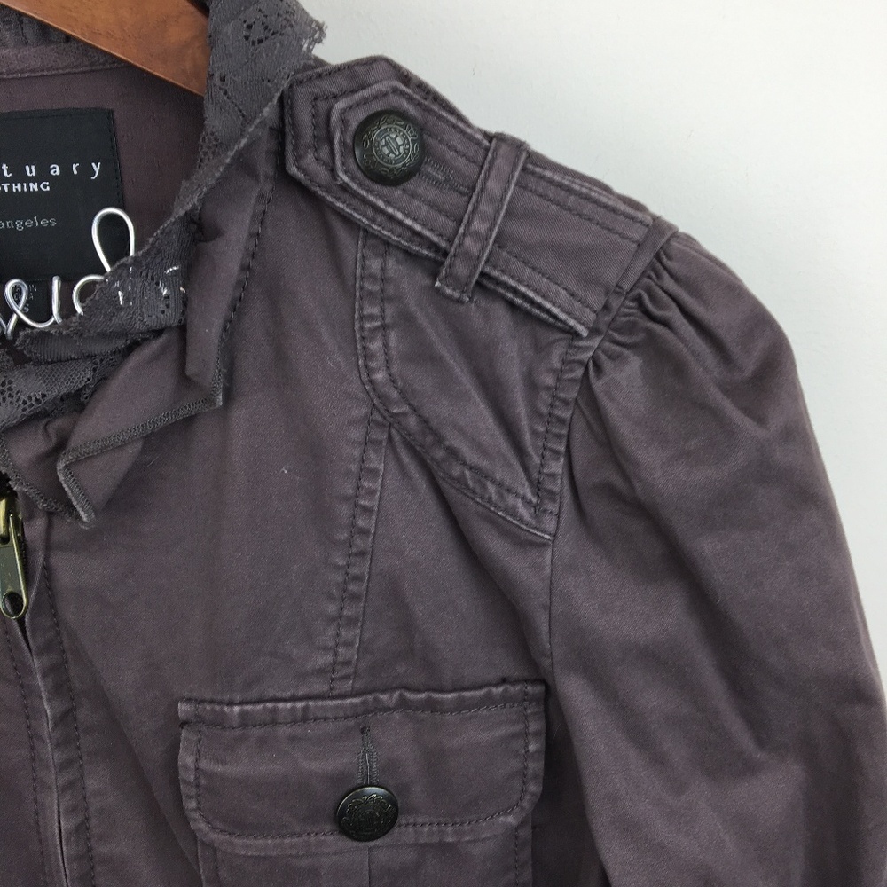 💟 SANCTUARY zip up military jacket lace collar - Picture 6 of 8